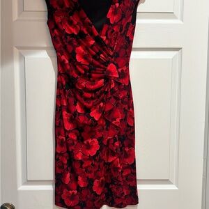 American Living Red and Black Ruched Midi Dress